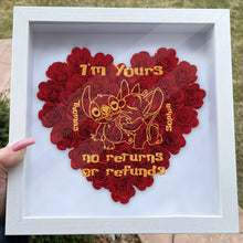 Load image into Gallery viewer, Personalized Heart-Shaped Flower Shadow Box Gift for Couples
