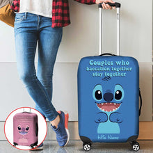 Load image into Gallery viewer, Personalized Luggage Cover for Couples with Leather Print