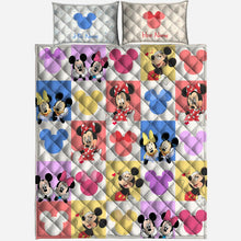 Load image into Gallery viewer, Personalized Mouse Quilt Set Custom Names Couples Gift