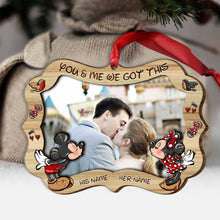 Load image into Gallery viewer, Personalized Layered Wood Christmas Ornament with Photo Frame for Couples