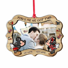Load image into Gallery viewer, Personalized Layered Wood Christmas Ornament with Photo Frame for Couples