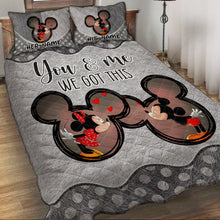 Load image into Gallery viewer, Personalized Mickey & Minnie Mouse Quilt Set Custom Names Gift for Couples