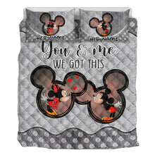 Load image into Gallery viewer, Personalized Mickey & Minnie Mouse Quilt Set Custom Names Gift for Couples