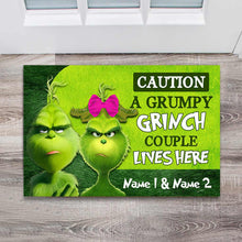 Load image into Gallery viewer, Personalized Grumpy Grinch Couple Doormat Custom Name Gift for Christmas