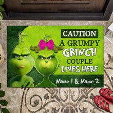Load image into Gallery viewer, Personalized Grumpy Grinch Couple Doormat Custom Name Gift for Christmas