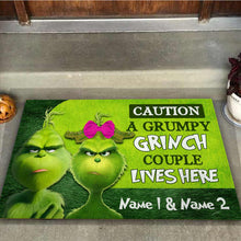 Load image into Gallery viewer, Personalized Grumpy Grinch Couple Doormat Custom Name Gift for Christmas