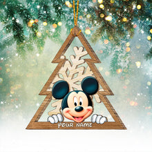 Load image into Gallery viewer, Personalized Mouse Ears Snowflake Layered Wood Ornament Christmas Gift