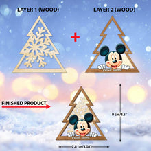 Load image into Gallery viewer, Personalized Mouse Ears Snowflake Layered Wood Ornament Christmas Gift