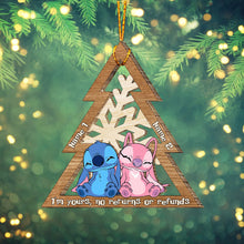 Load image into Gallery viewer, Personalized Ohana Snowflake Layered Wood Ornament Gift for Couples