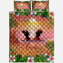 Load image into Gallery viewer, Personalized Tropical Mouse Quilt Set Custom Names Gift for Couples