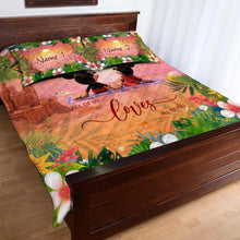 Load image into Gallery viewer, Personalized Tropical Mouse Quilt Set Custom Names Gift for Couples