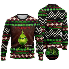 Load image into Gallery viewer, Personalized Merry Grinchmas Sweater with Custom Name for Christmas