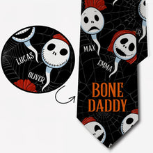 Load image into Gallery viewer, Personalized Halloween Themed Necktie with Custom Names Gift for Dad