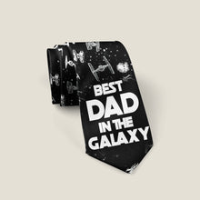 Load image into Gallery viewer, Personalized Necktie Best Dad in the Galaxy Gift for Dad
