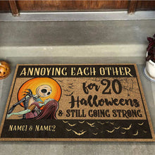 Load image into Gallery viewer, Personalized Halloween Doormat Custom Name Gift for Couples
