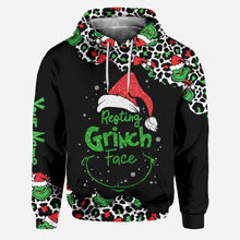 Load image into Gallery viewer, Personalized Grinch Face Hoodie and Leggings Set for Christmas