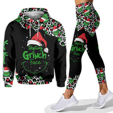 Load image into Gallery viewer, Personalized Grinch Face Hoodie and Leggings Set for Christmas