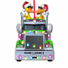 Load image into Gallery viewer, Personalized Christmas Ornament with Custom Names & Truck Design
