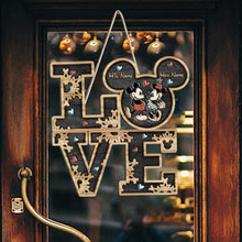 Load image into Gallery viewer, Personalized Couple Mouse Wood Sign Custom Name Unique Gift