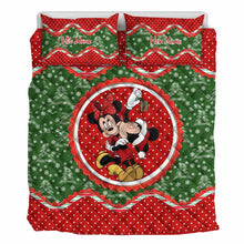 Load image into Gallery viewer, Personalized Christmas Quilt Set with Mouse Ears Design for Couples