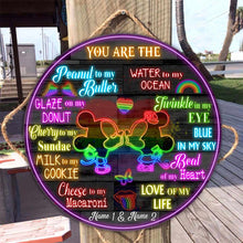Load image into Gallery viewer, Personalized Round Wood Sign Love of My Life Gift for Couple