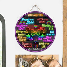 Load image into Gallery viewer, Personalized Round Wood Sign Love of My Life Gift for Couple