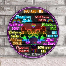 Load image into Gallery viewer, Personalized Round Wood Sign Couples Gift LGBT Support Custom Names