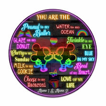 Load image into Gallery viewer, Personalized Round Wood Sign Couples Gift LGBT Support Custom Names