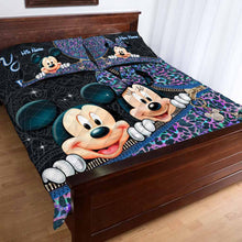 Load image into Gallery viewer, Personalized Mouse Couple Quilt Set with Names for Engagement or Anniversary
