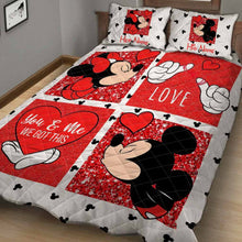 Load image into Gallery viewer, Personalized Mickey Mouse Quilt Set Custom Names Gift for Couples