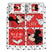 Load image into Gallery viewer, Personalized Mickey Mouse Quilt Set Custom Names Gift for Couples