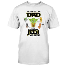 Load image into Gallery viewer, Personalized Jedi Master T-shirt for Dad with Custom Names