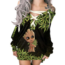 Load image into Gallery viewer, Personalized Off Shoulder Dress with Cannabis Design for Women