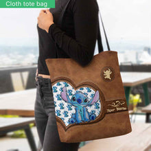 Load image into Gallery viewer, Personalized Tote Bag with Stitch Design Custom Name Gift for Mom
