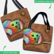 Load image into Gallery viewer, Personalized Faux Leather Tote Bag Custom Name Gift