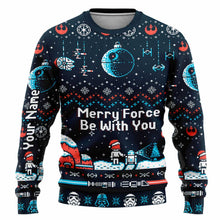 Load image into Gallery viewer, Personalized Christmas Sweater Merry Force Be With You Gift