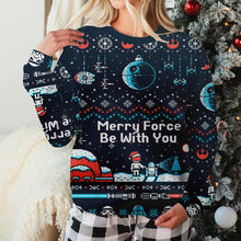 Load image into Gallery viewer, Personalized Christmas Sweater Merry Force Be With You Gift