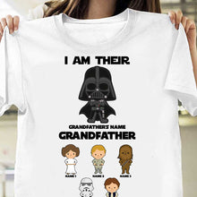Load image into Gallery viewer, Personalized Father's Day T-shirt with Custom Names & Darth Vader Design