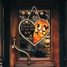 Load image into Gallery viewer, Personalized Fall Heart Wood Sign Custom Name Gift for Couple