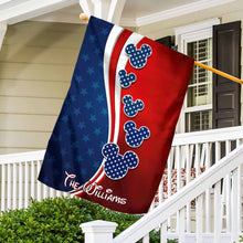 Load image into Gallery viewer, Personalized Mouse Ears House Flag Custom Name for 4th of July