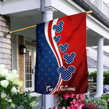 Load image into Gallery viewer, Personalized Mouse Ears House Flag Custom Name for 4th of July