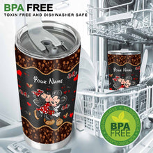 Load image into Gallery viewer, Personalized Mouse Tumbler with Leather Pattern - Custom Name Gift for Couples, Weddings