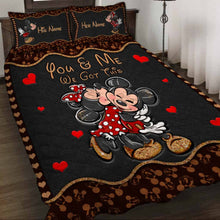 Load image into Gallery viewer, Personalized Mouse Ears Quilt Set with Love Design for Couples