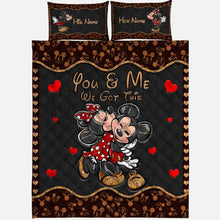 Load image into Gallery viewer, Personalized Mouse Ears Quilt Set with Love Design for Couples