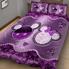 Load image into Gallery viewer, Personalized Mouse Quilt Set Custom Name Gift for Couples