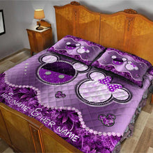 Load image into Gallery viewer, Personalized Mouse Quilt Set Custom Name Gift for Couples