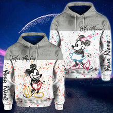 Load image into Gallery viewer, Personalized Couple Mouse Hoodies Custom Name Gift for Him & Her