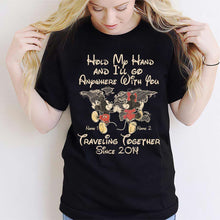 Load image into Gallery viewer, Personalized Couple T-shirt Custom Names Travel Together Gift