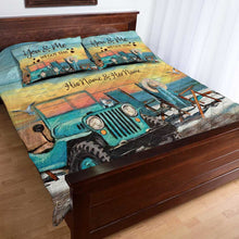 Load image into Gallery viewer, Personalized Adventure Couple Quilt Set with Custom Names for Lovebirds