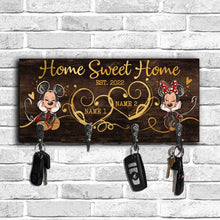Load image into Gallery viewer, Personalized Home Sweet Home Key Rack with Metal Hooks for Couples